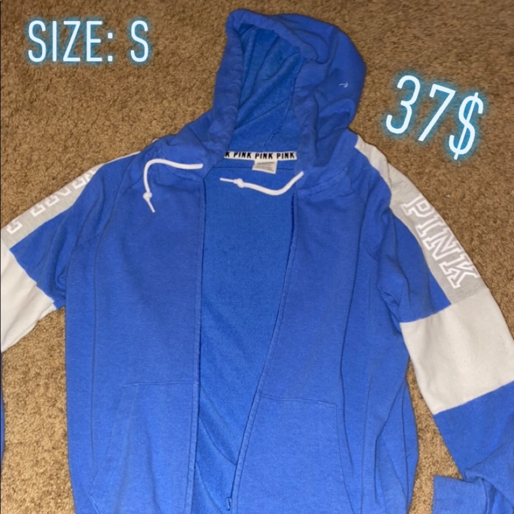 PINK blue zip up hoodie